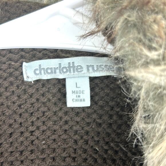 Charlotte Russe Women’s Large Brown Tan Faux Knit Back Boho Winter Vest Boho - Picture 3 of 5